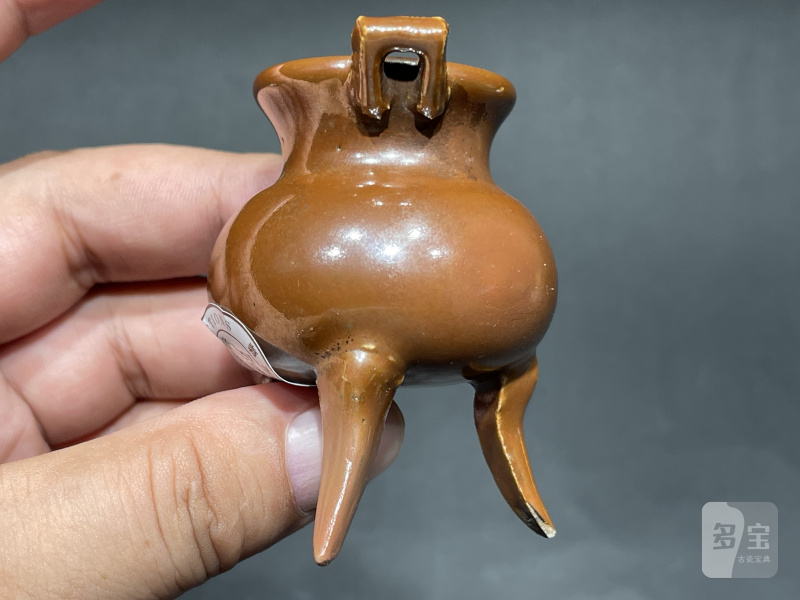 十七世纪 紫金釉三足鼎式炉（老木盖） - 图3